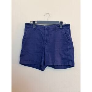 A New Day Blue Chino Shorts Mid Rise Button Zip Casual Size 8 EUC